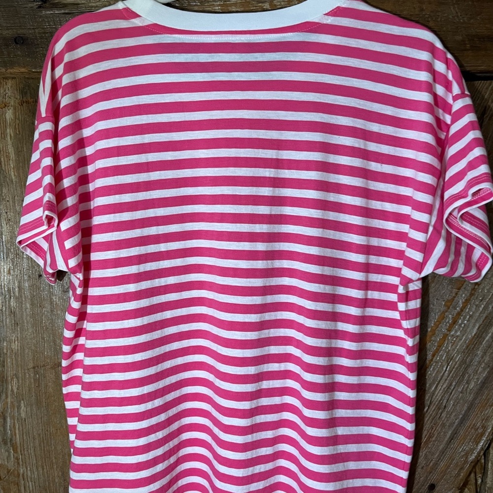 J. Crew Pink and White Boxy Short Sleeve T-Shirt - Picture 3 of 4